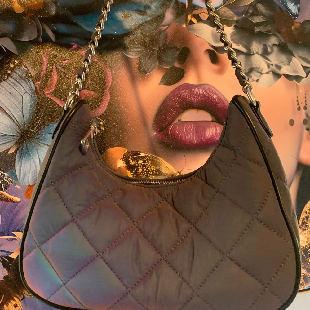 Reflective Quilted Chain Shoulder Bag